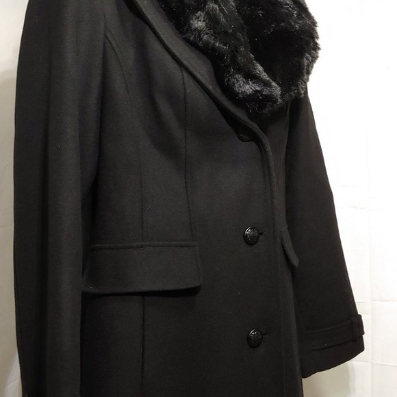 Vince Camuto Medium Wool-Blend Coat, Black, 12 - Picture 7 of 9
